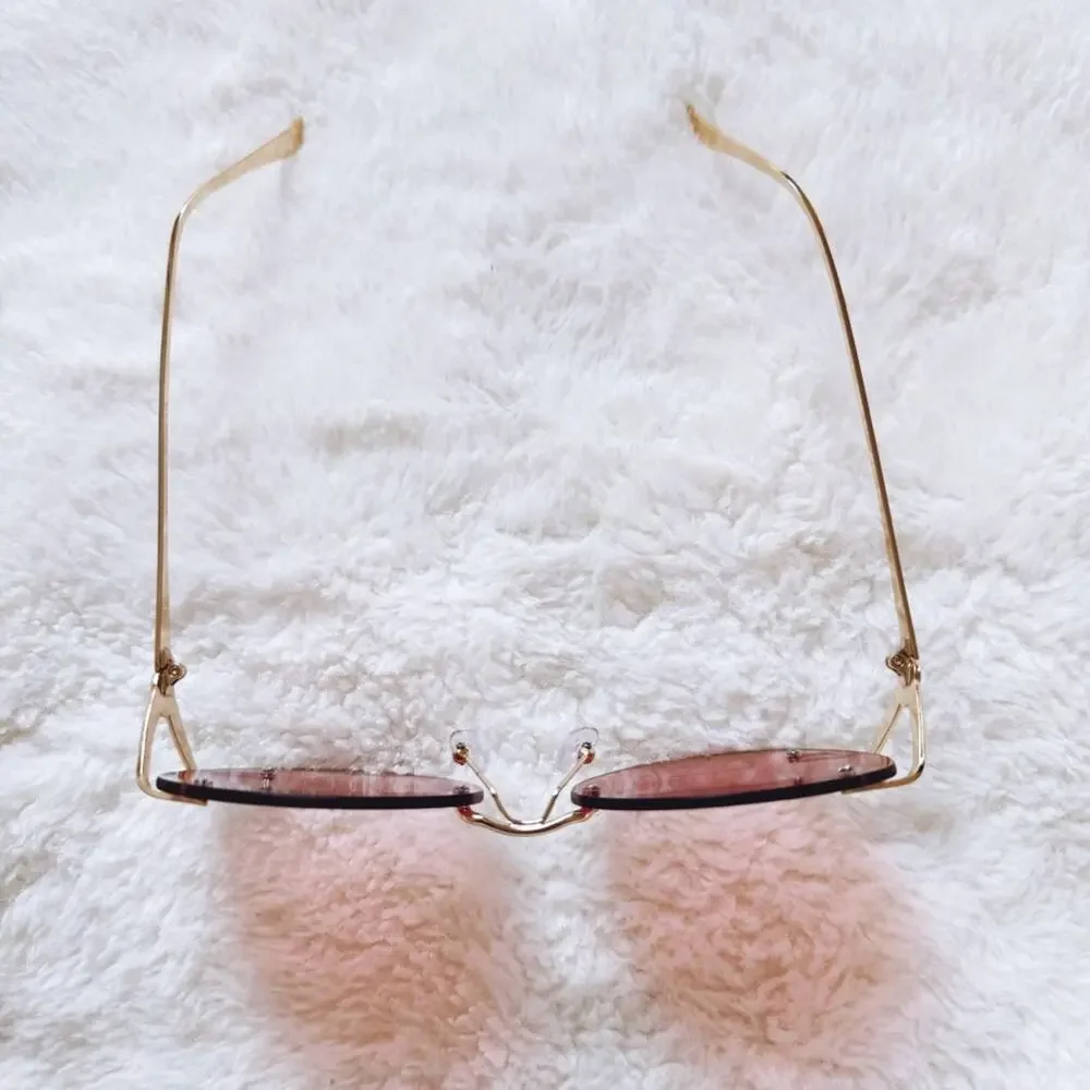 Ruth Clear Orange Round Metal Sunglasses